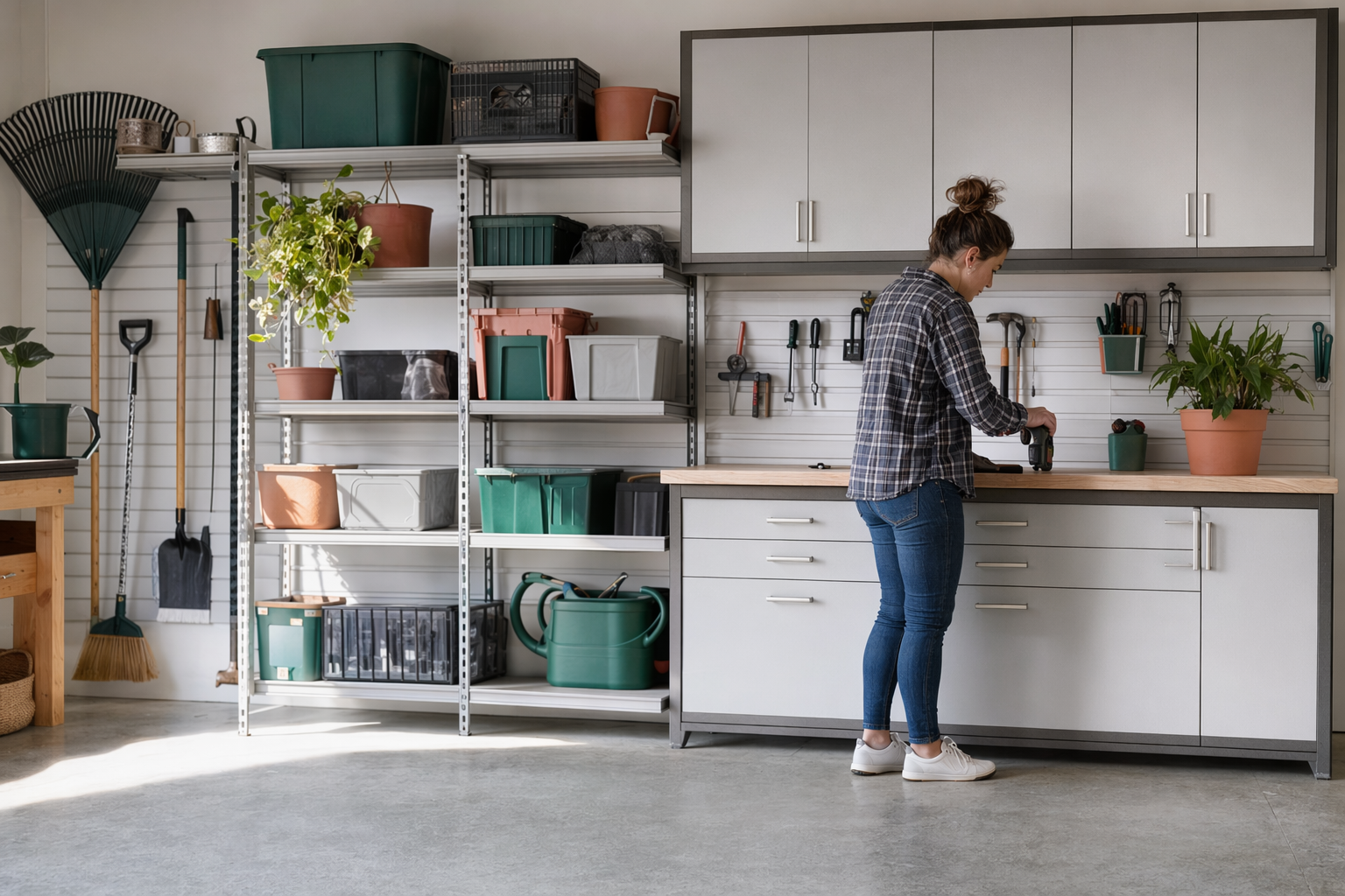 Garage storage systems — cabinets, racks, and walls